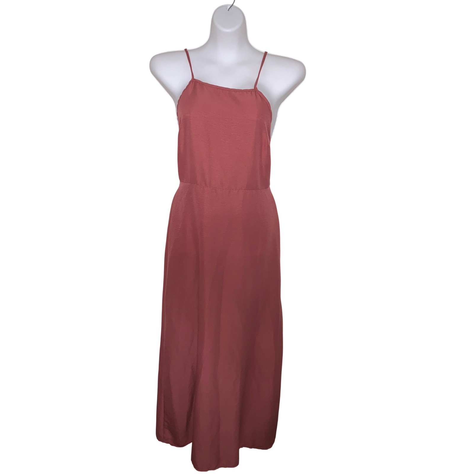 Shein Leisure Women Rust Orange Square Neck Backless Maxi Dress Spaghetti Strap